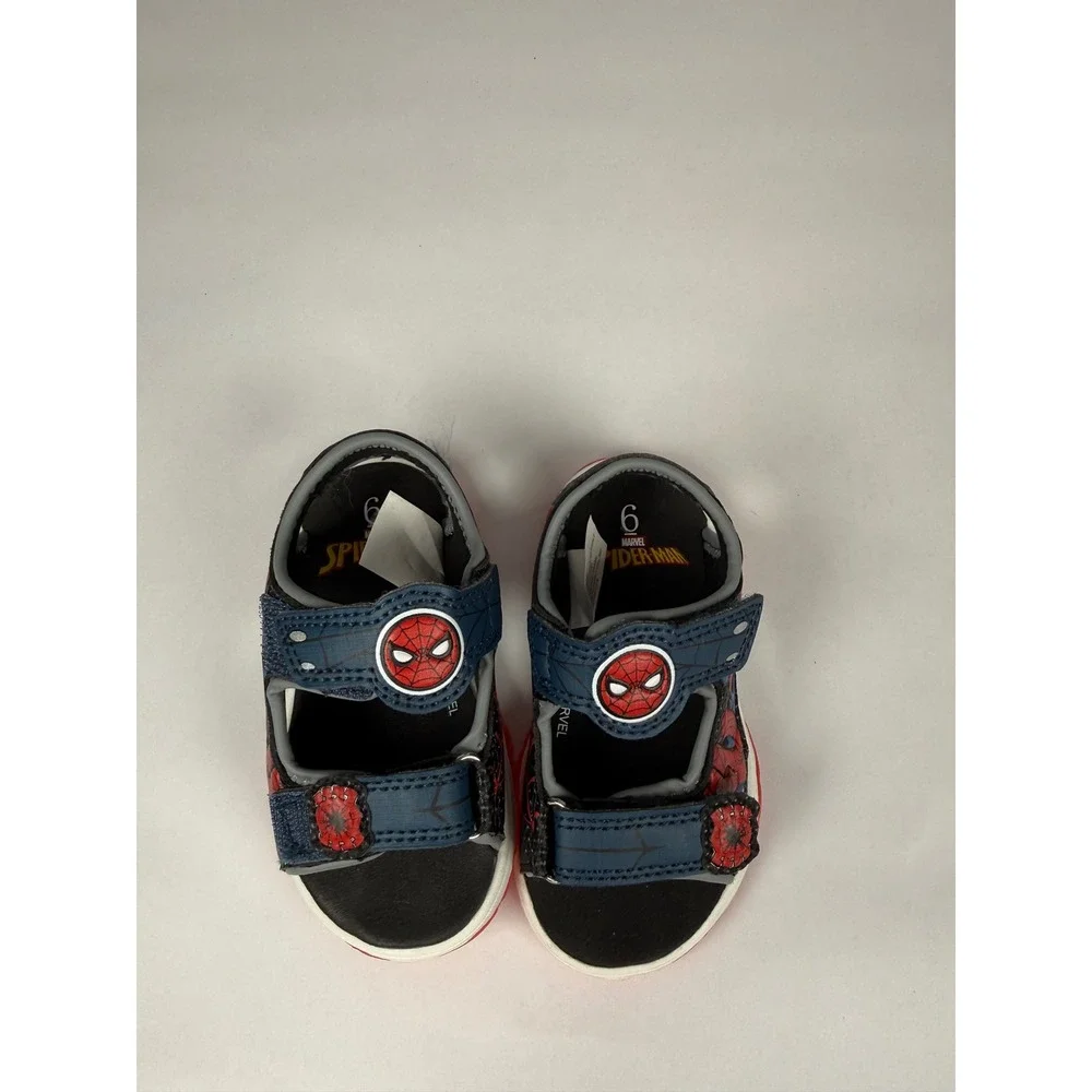 Marvel Spiderman Toddler Boys Sandals Blue Red Hook Loop Size 6